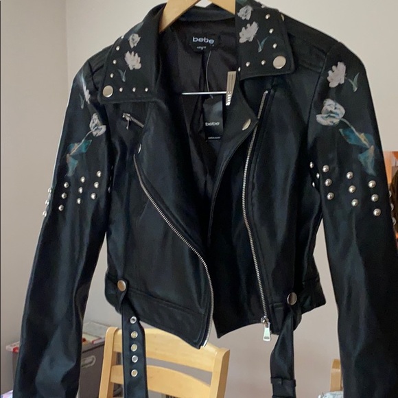 Studded Floral Moto Jacket - Bebe - Picture 3 of 4